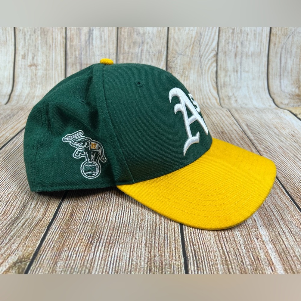 Oakland A’s Baseball MLB Snapback Hat 47 Brand Green Yellow - Picture 3 of 7